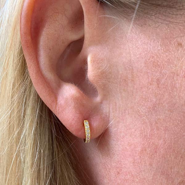 Boucles d'oreilles mini créoles zircons vermeil