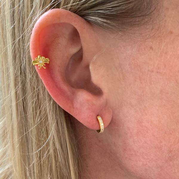 Boucles d'oreilles mini créoles zircons vermeil