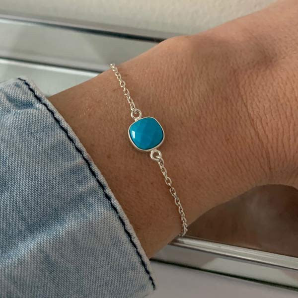 Turquoise silver chain bracelet