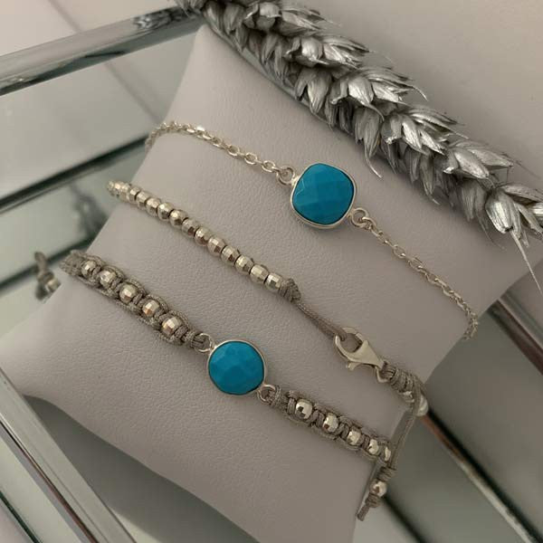 Turquoise silver chain bracelet
