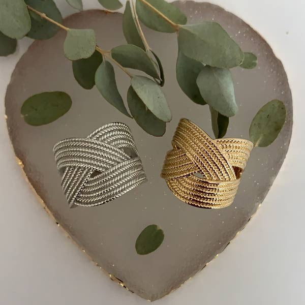 Large braided silver ring