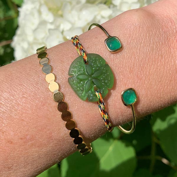 Green Sand Dollar Cord Bracelet