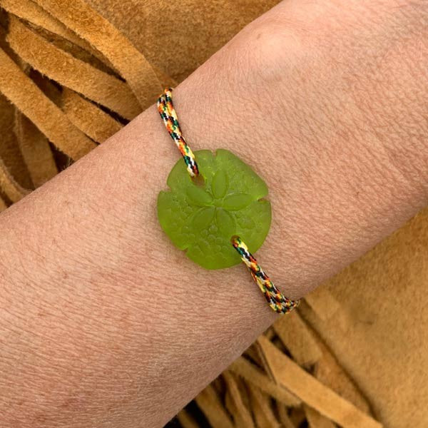 Light Green Sand Dollar Cord Bracelet