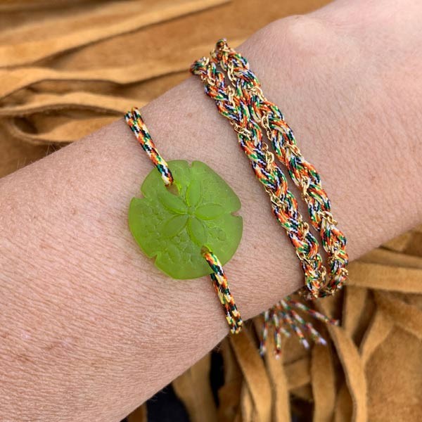 Light Green Sand Dollar Cord Bracelet