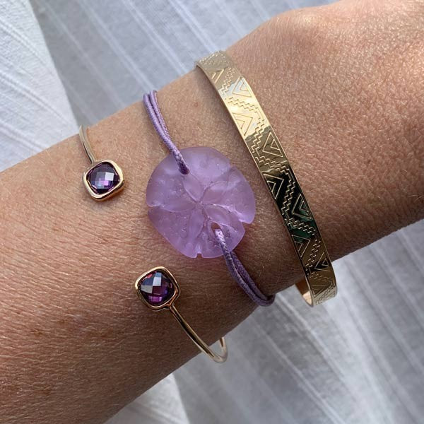 Purple Sand Dollar Cord Bracelet