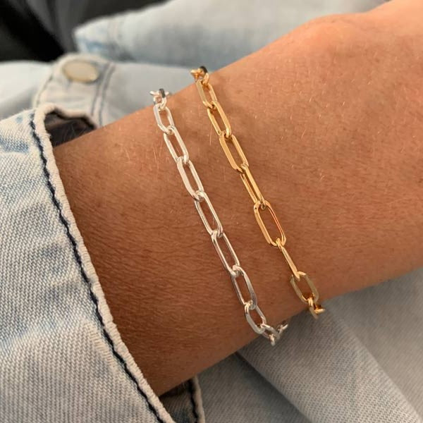 Rectangle silver chain bracelet