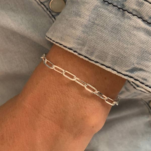 Rectangle silver chain bracelet