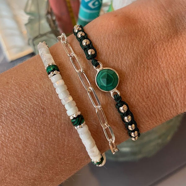 Rectangle silver chain bracelet