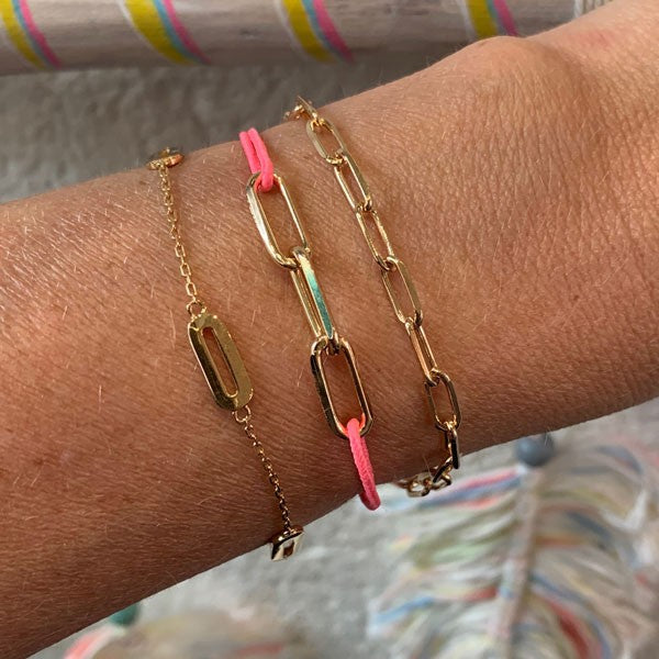 Rectangle gold plated chain bracelet