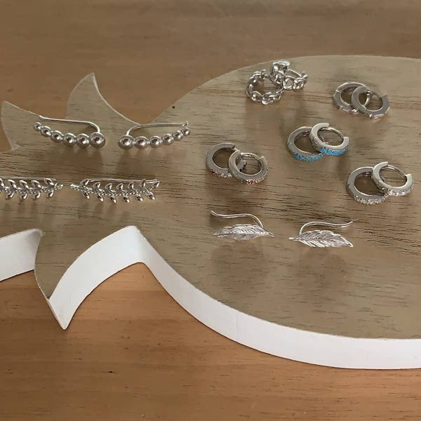 Mini turquoise silver hoop earrings