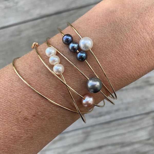 Thin gold filled bangle bracelet