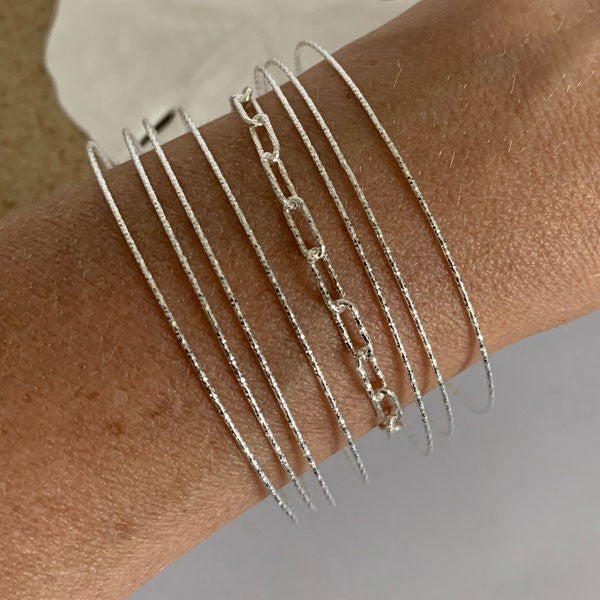 Diamond rectangle silver chain bracelet