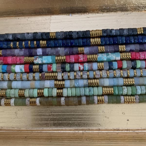 Heishi sodalite and hematite necklace