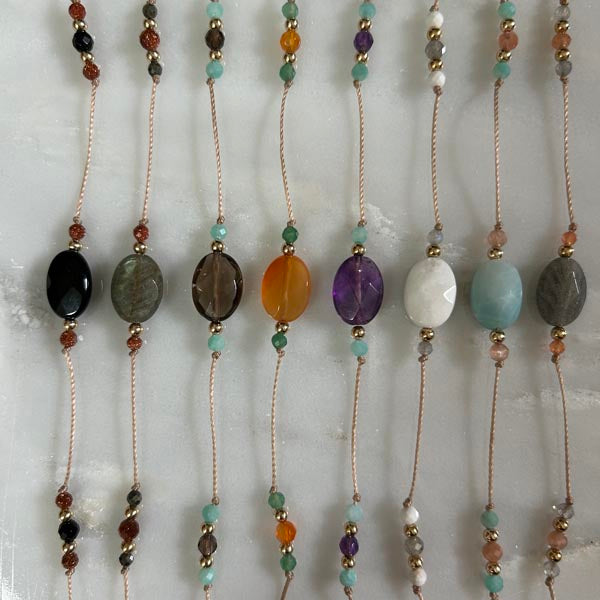 Collier cordon pierre ovale amazonite