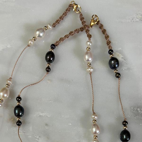 Collier cordon 7 perles ovales blanches