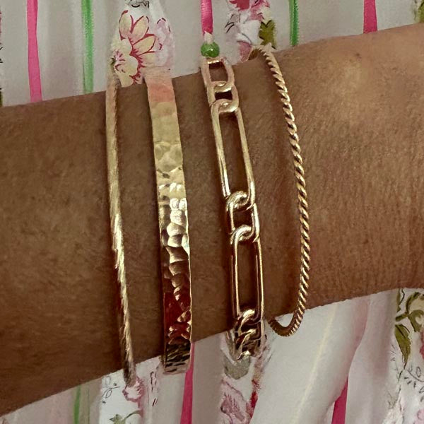 Gold plated link bangle bracelet
