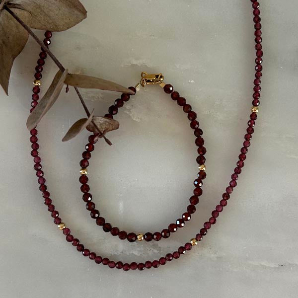Garnet gold plated bracelet