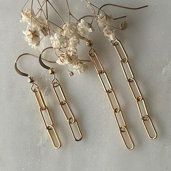 Gold plated link earrings