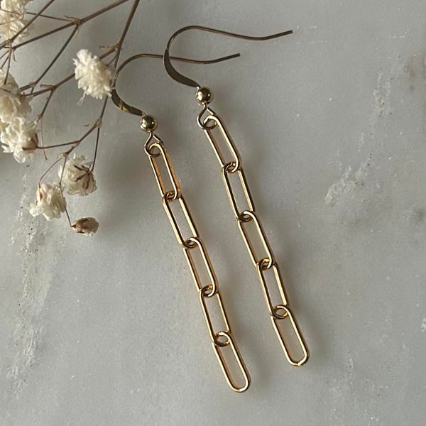 Gold plated link earrings