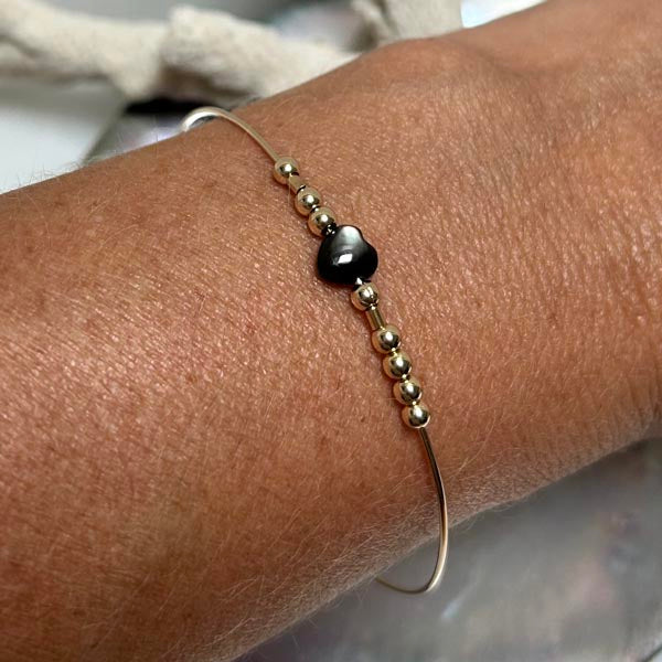 Fine black gold filled Love bangle bracelet