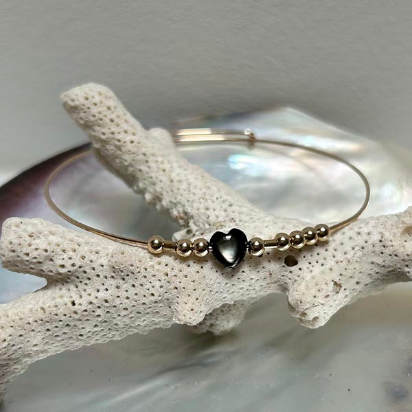Fine black gold filled Love bangle bracelet