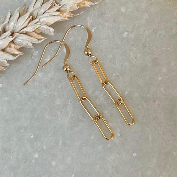Gold plated link earrings