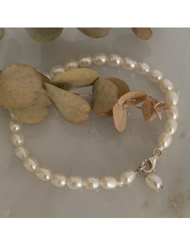 Bracelet argent perles blanches ovales