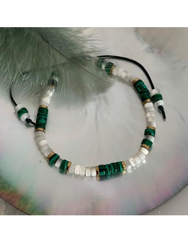 White mother of pearl and malachite...