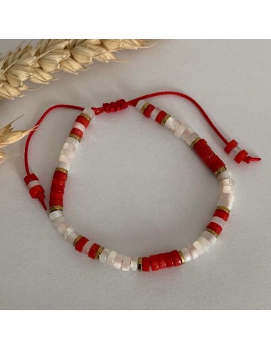 White mother of pearl and red coral...