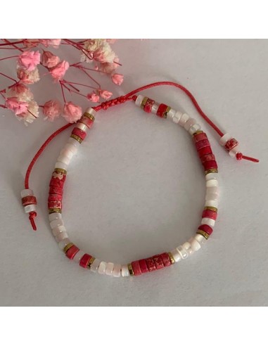 White mother of pearl and pink jasper...