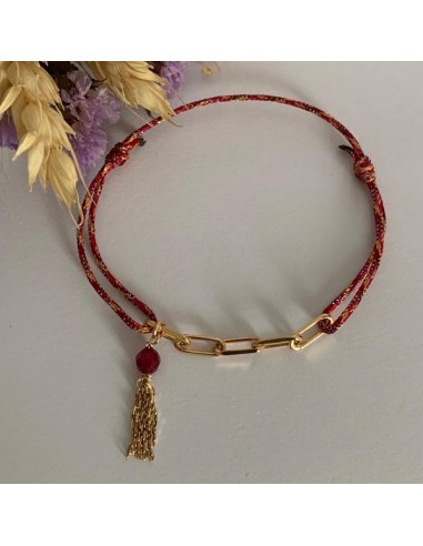 Gold plated 5 small links red cord...
