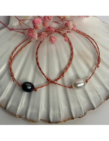 Bracelet cordon duo de perles d'eau...