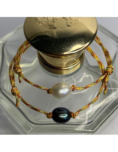 Bracelet cordon duo de perles d'eau...