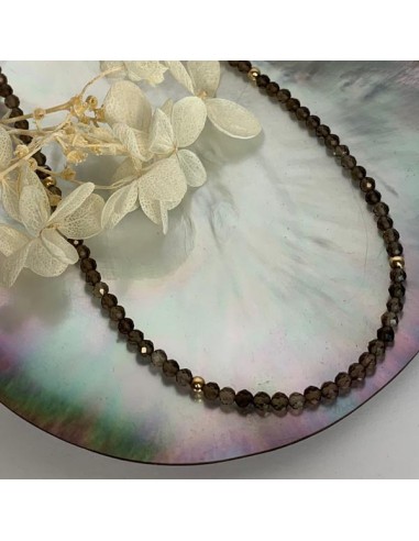 Gold plated necklace with smoky quartz