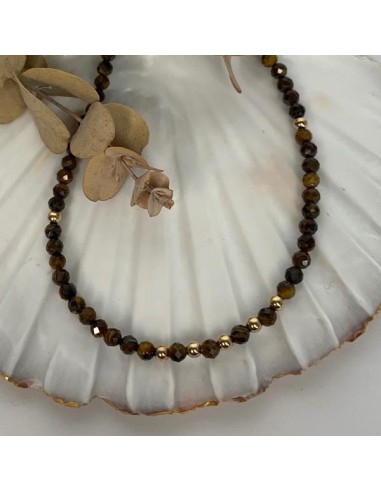Gold plated necklace with tiger eye