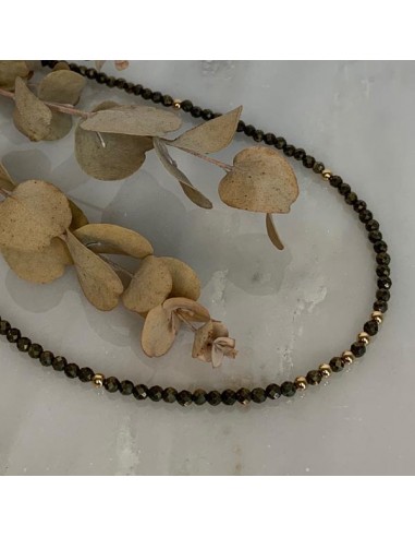 Gold plated necklace with pyrite