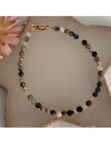 Gold plated bracelet with brown stones