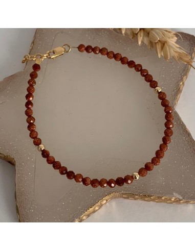 Bracelet plaqué or pierre de sable