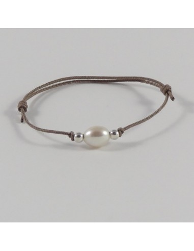 Bracelet cordon homme et sa perle d'eau douce - Douces Perles
