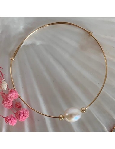 Bracelet jonc fin gold filled perle...