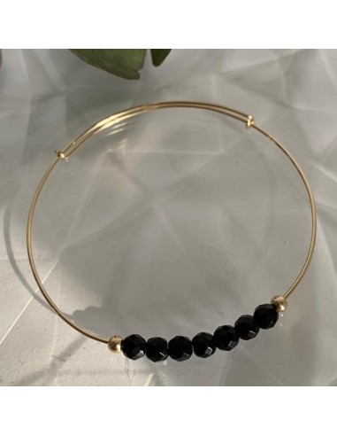 Bracelet jonc fin gold filled 7 onyx