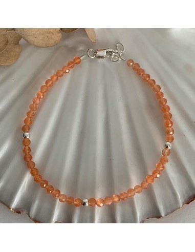 Silver 925 bracelet with orange cat eye