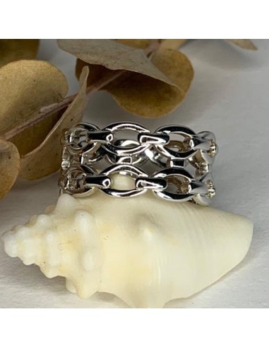 Silver 925 two rows chain large ring