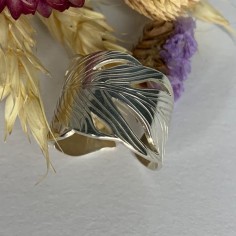 Silver 925 feather large ring