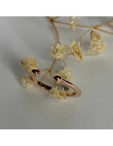 Rose gold plated 2 small beads ring