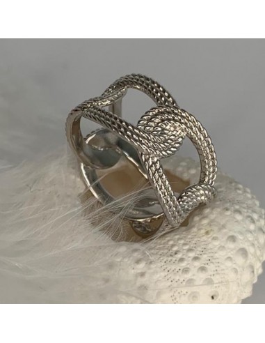 Silver 925 twist oval link ring
