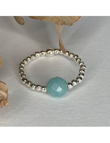 Silver 925 amazonite small beads ring