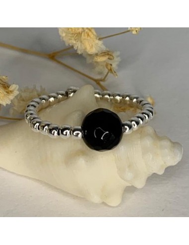 Silver 925 onyx small beads ring