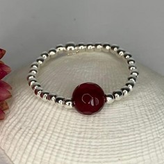 Silver 925 red agate small...