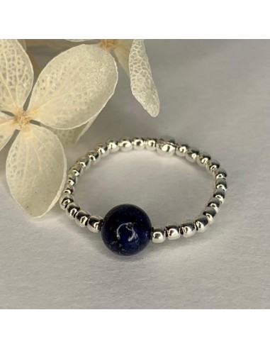 Silver 925 lapis lazuli small beads ring